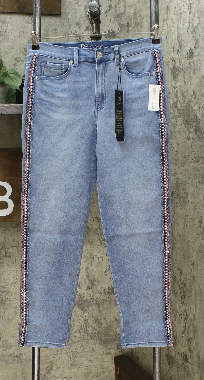 DG2 by Diane Gilman Women's Classic Stretch Boucle Stripe Skinny Jeans