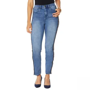 DG2 By Diane Gilman Women's Petite Side Stripe Skinny Jeans