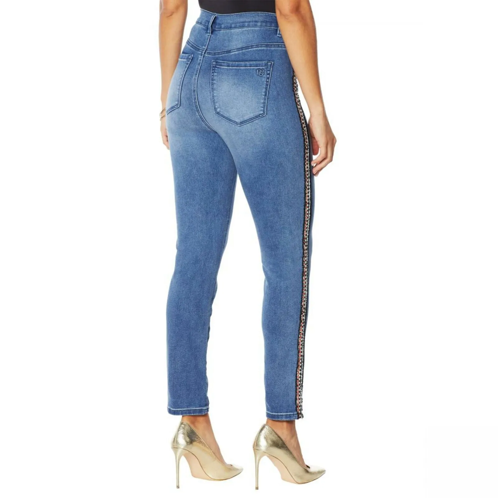 DG2 By Diane Gilman Women's Petite Side Stripe Skinny Jeans