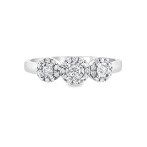 Diamond 0.25TDW Halo Ring in 10K White Gold