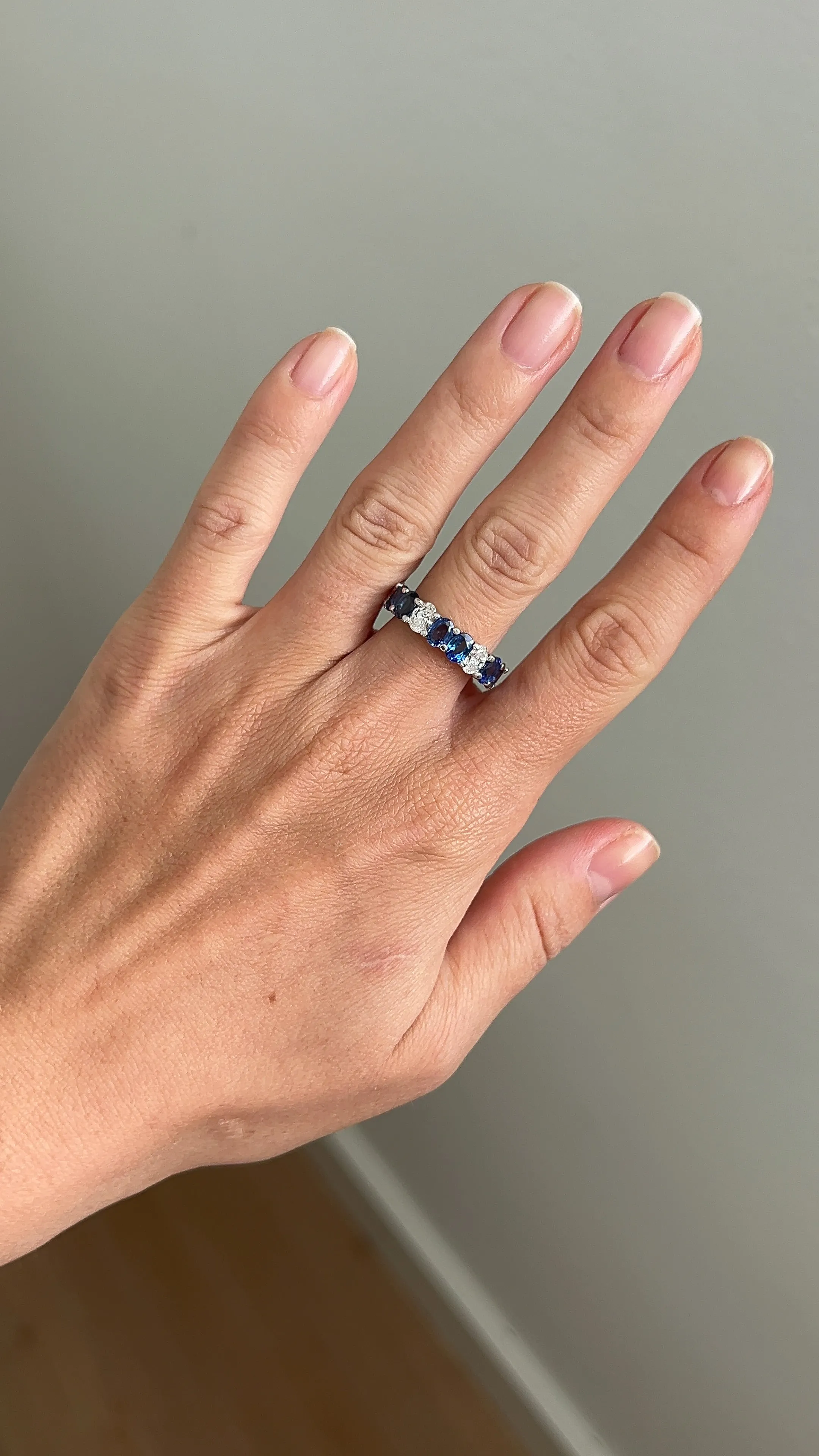 Diamond and Sapphire Oval Eternity Ring