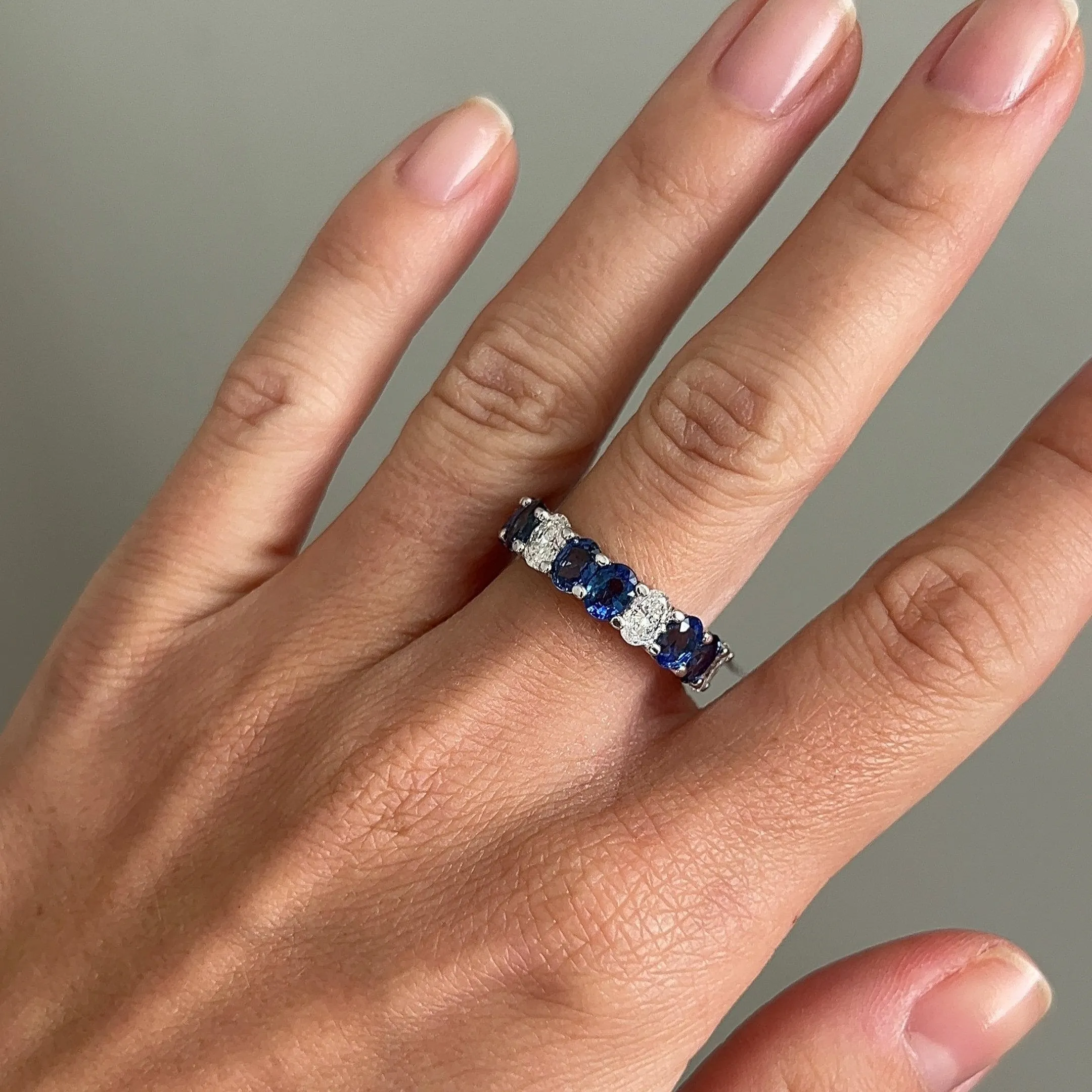 Diamond and Sapphire Oval Eternity Ring