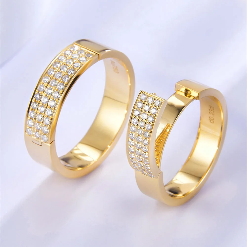 Diamond Clasp Secret Message Couple Ring