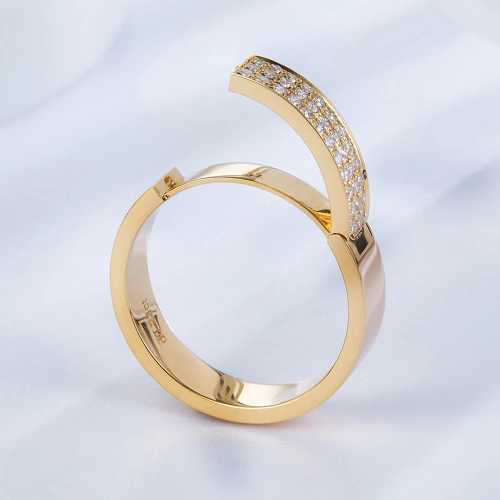 Diamond Clasp Secret Message Couple Ring