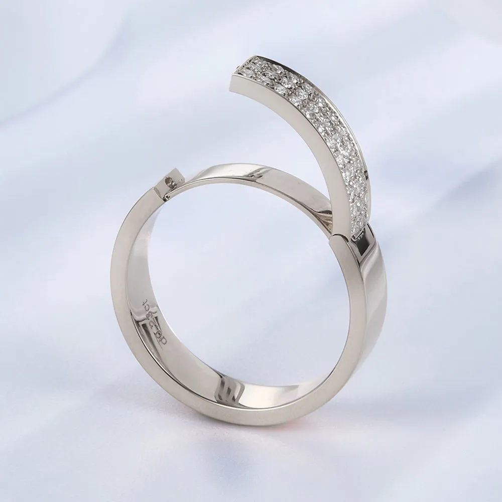 Diamond Clasp Secret Message Couple Ring
