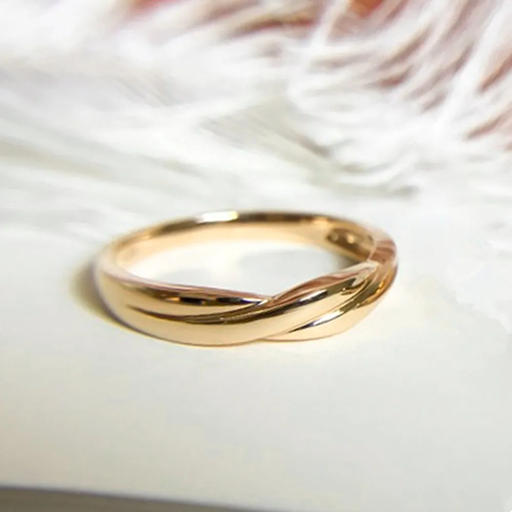 Diamond Twist Band Matching Couple Wedding Ring