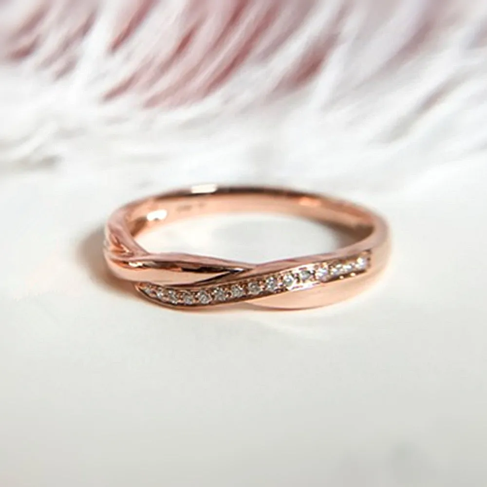 Diamond Twist Band Matching Couple Wedding Ring