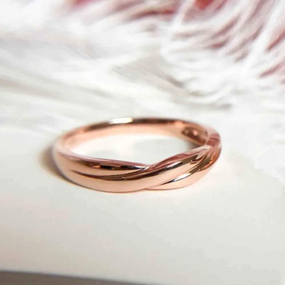 Diamond Twist Band Matching Couple Wedding Ring