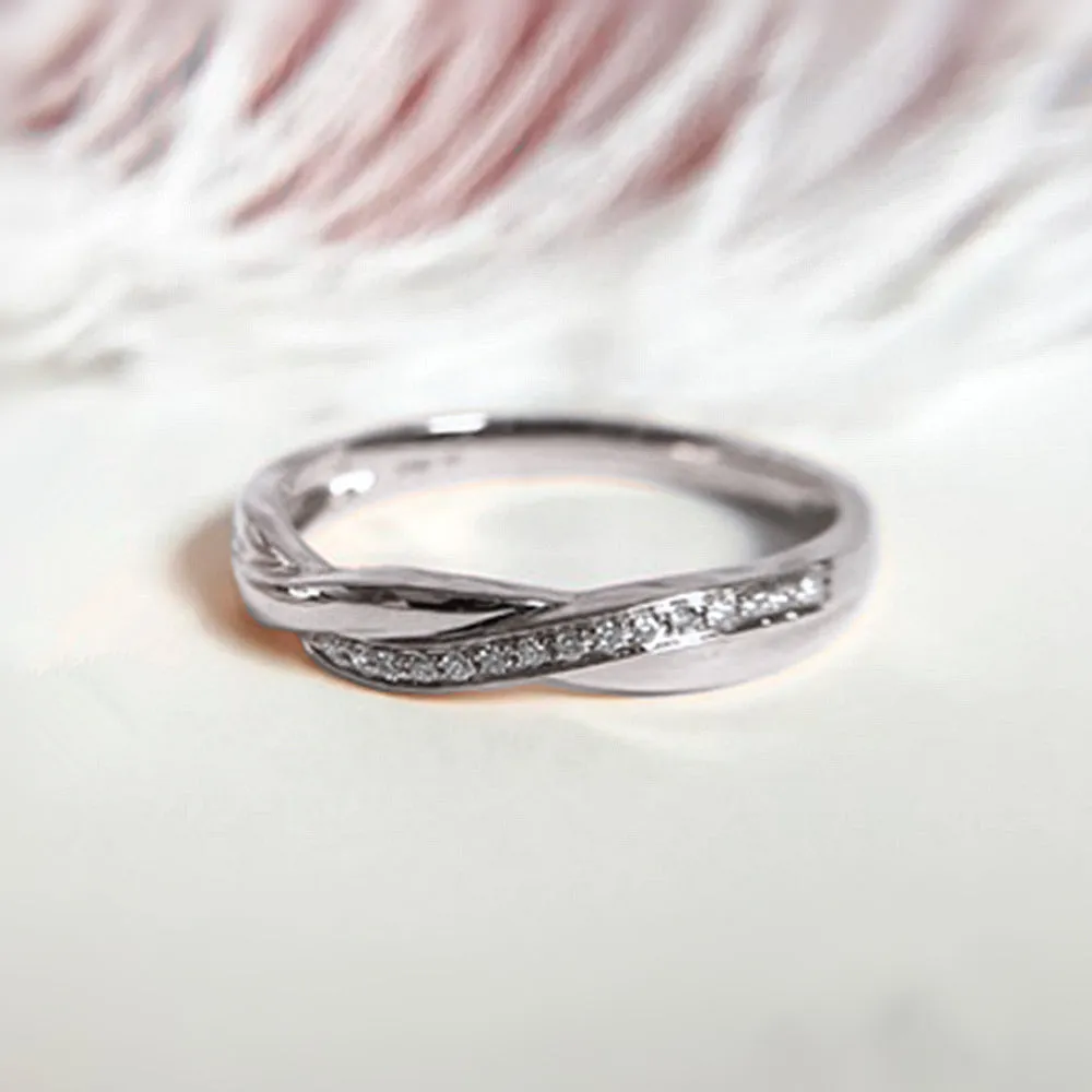 Diamond Twist Band Matching Couple Wedding Ring