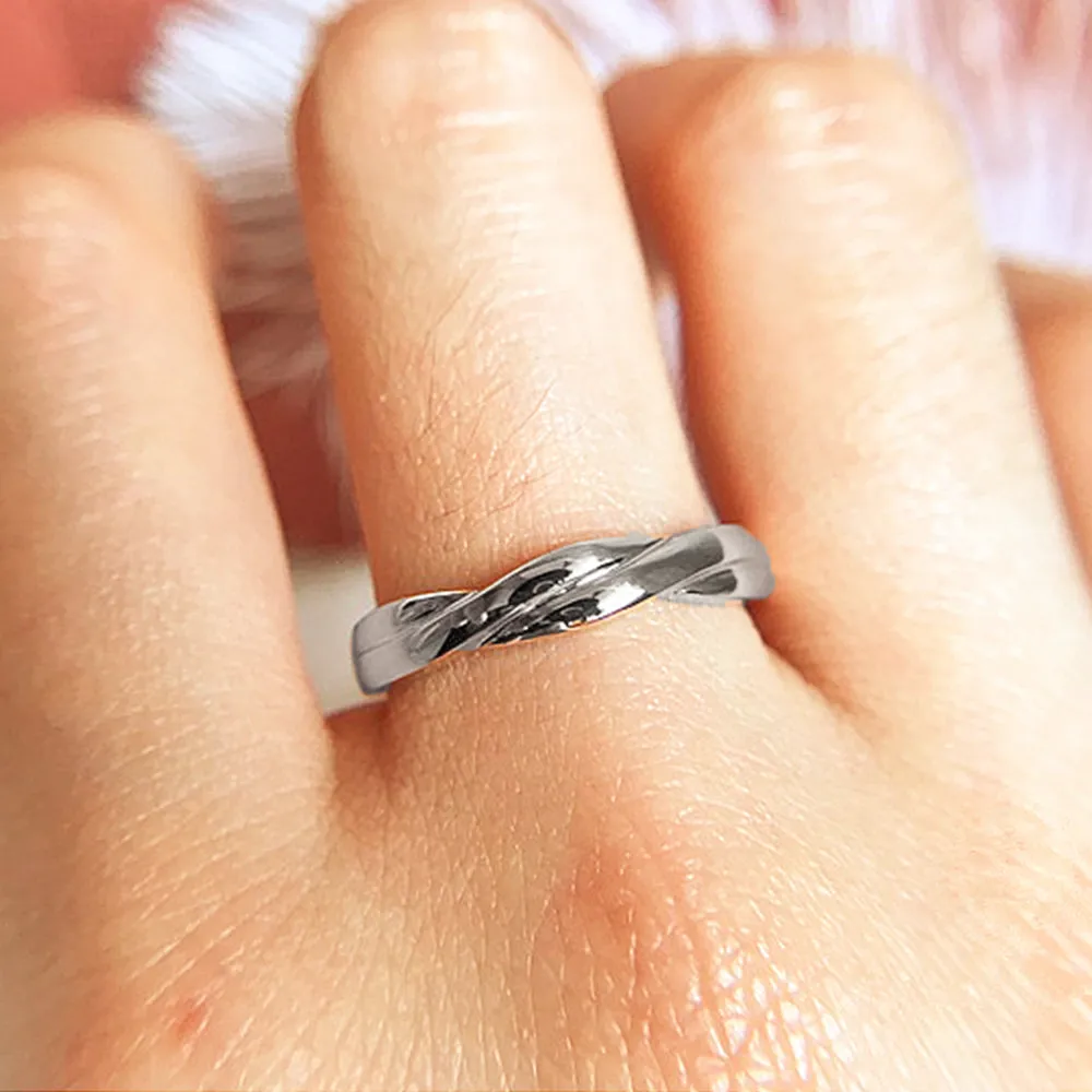 Diamond Twist Band Matching Couple Wedding Ring