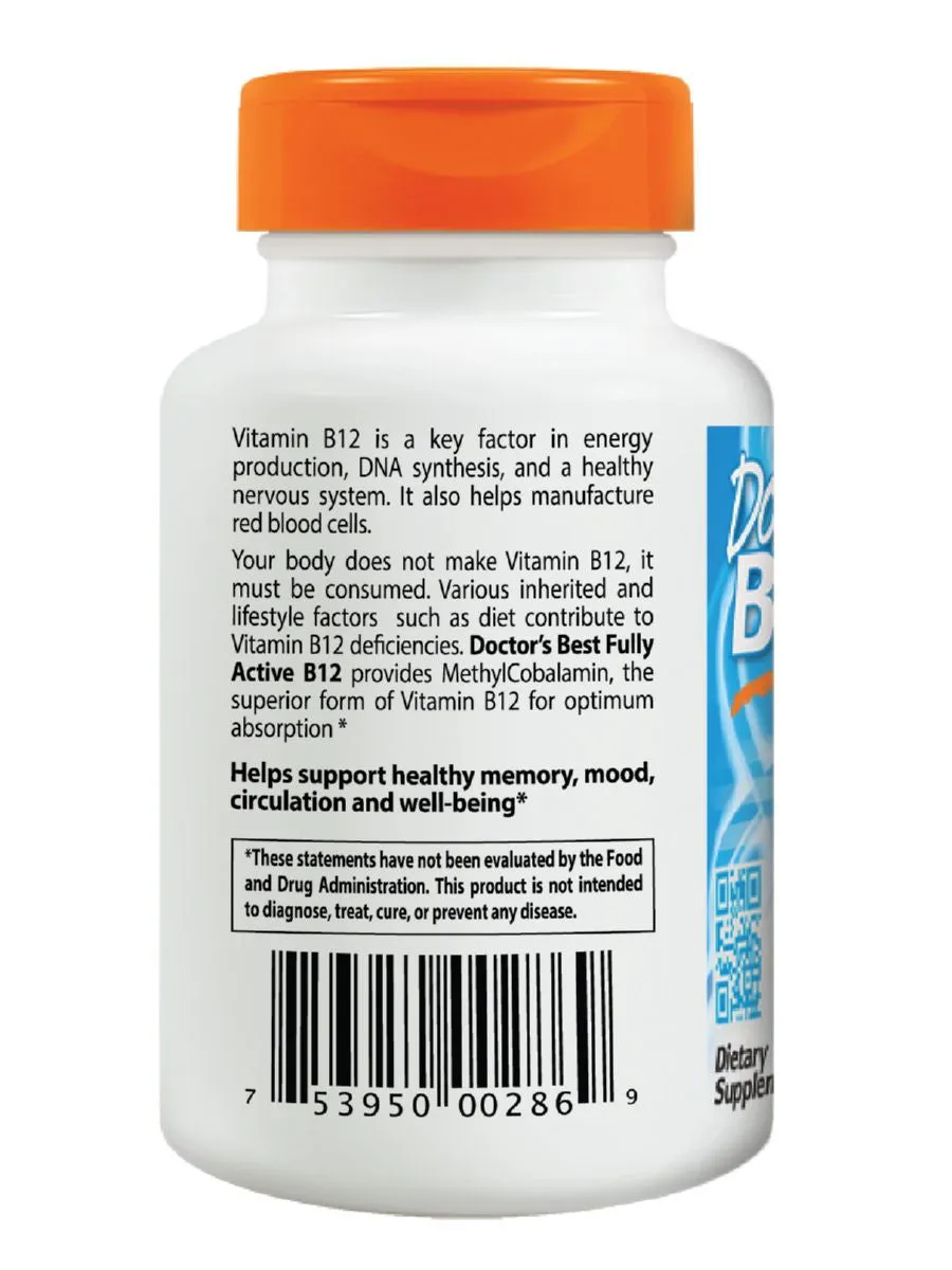 Doctor's Best, Fully Active B12, 1500 mcg, 60 veggie caps