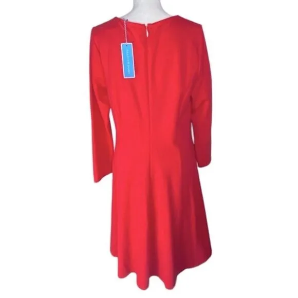Draper James Wm’s Sz Lrg Red Fit &amp; Flare Ponte Knit Classic Dress NWT