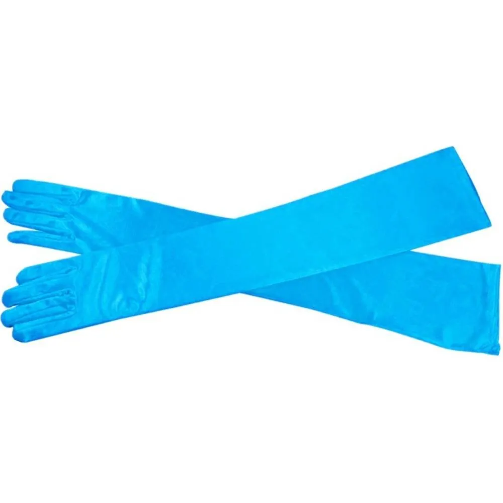 DreamHigh Women's Evening Party Mittens 21 " Long Black / White Satin Finger Gloves | Multiple Colors
