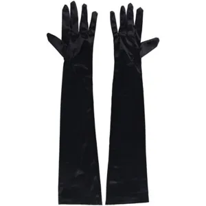 DreamHigh Women's Evening Party Mittens 21 " Long Black / White Satin Finger Gloves | Multiple Colors