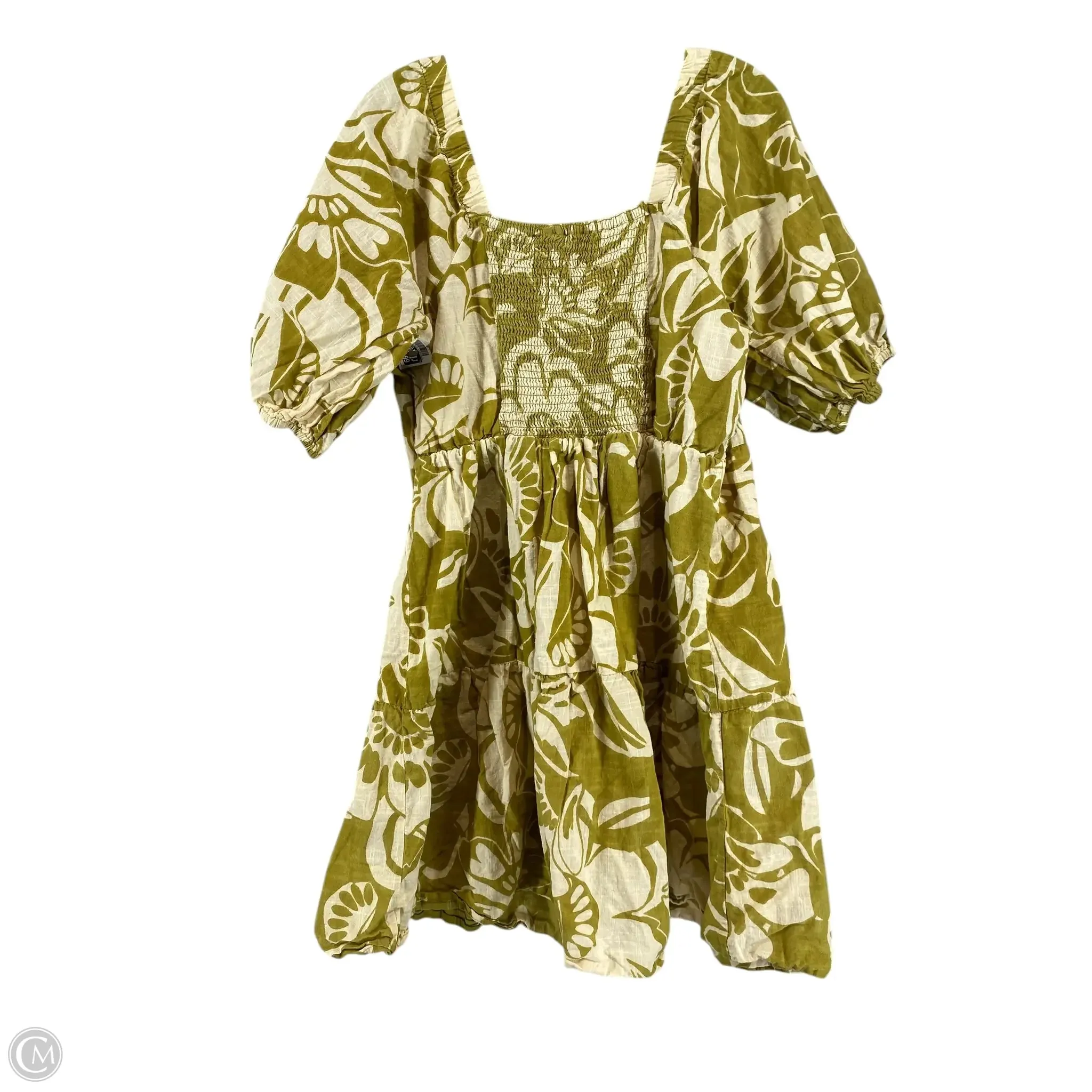 Dress Casual Short By Mlle Gabrielle In Green & Tan, Size: 1x
