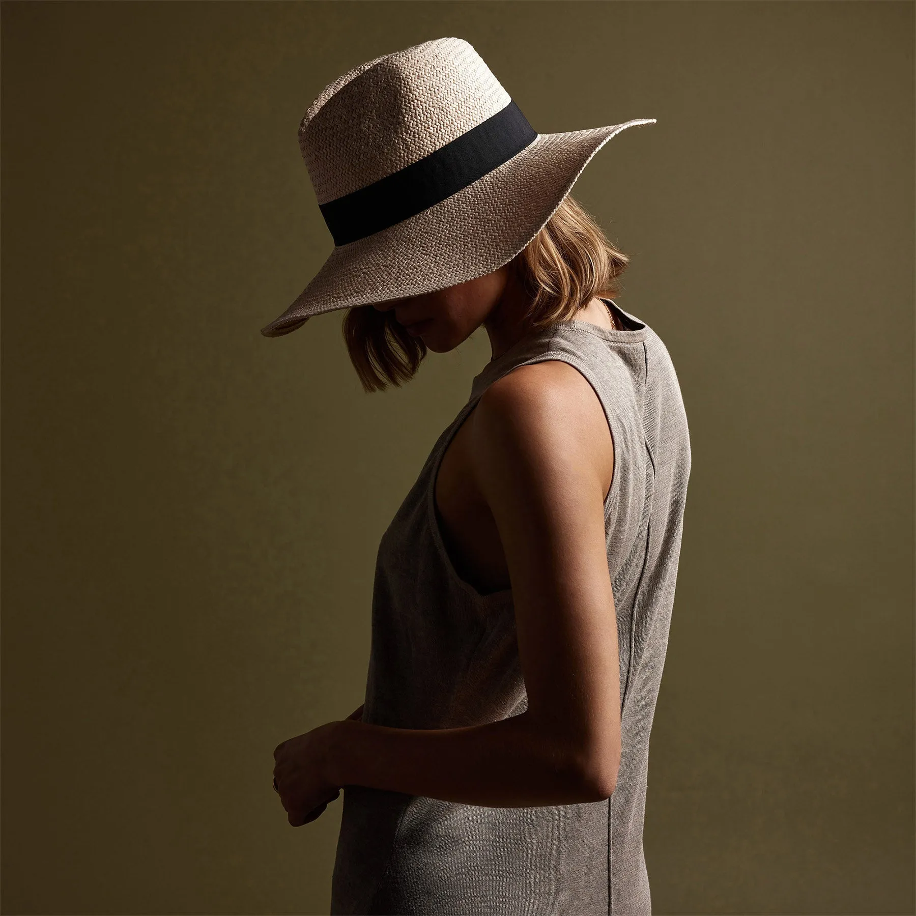 Dunes Linen Tank Dress - Natural/Black