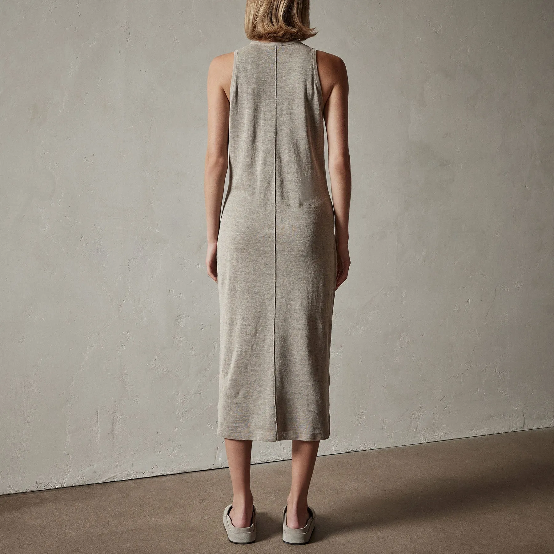 Dunes Linen Tank Dress - Natural/Black