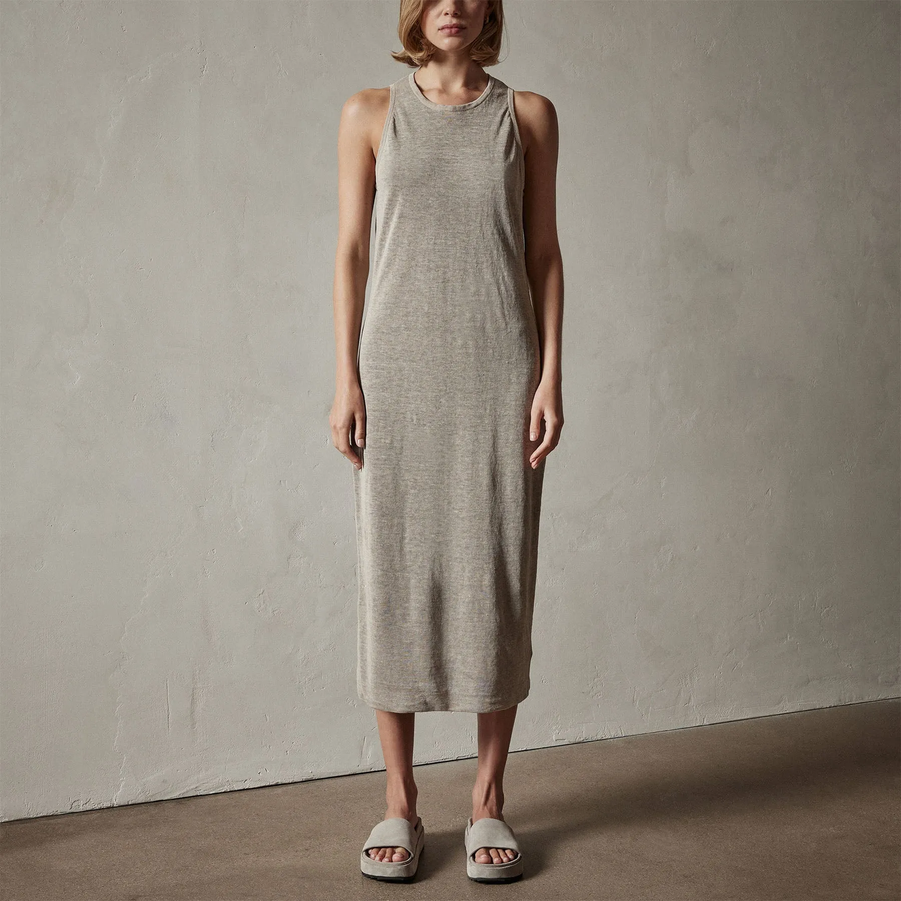 Dunes Linen Tank Dress - Natural/Black