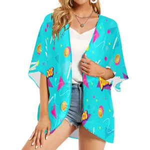 Dunkaroos Pattern Women's Kimono Chiffon Cover Up