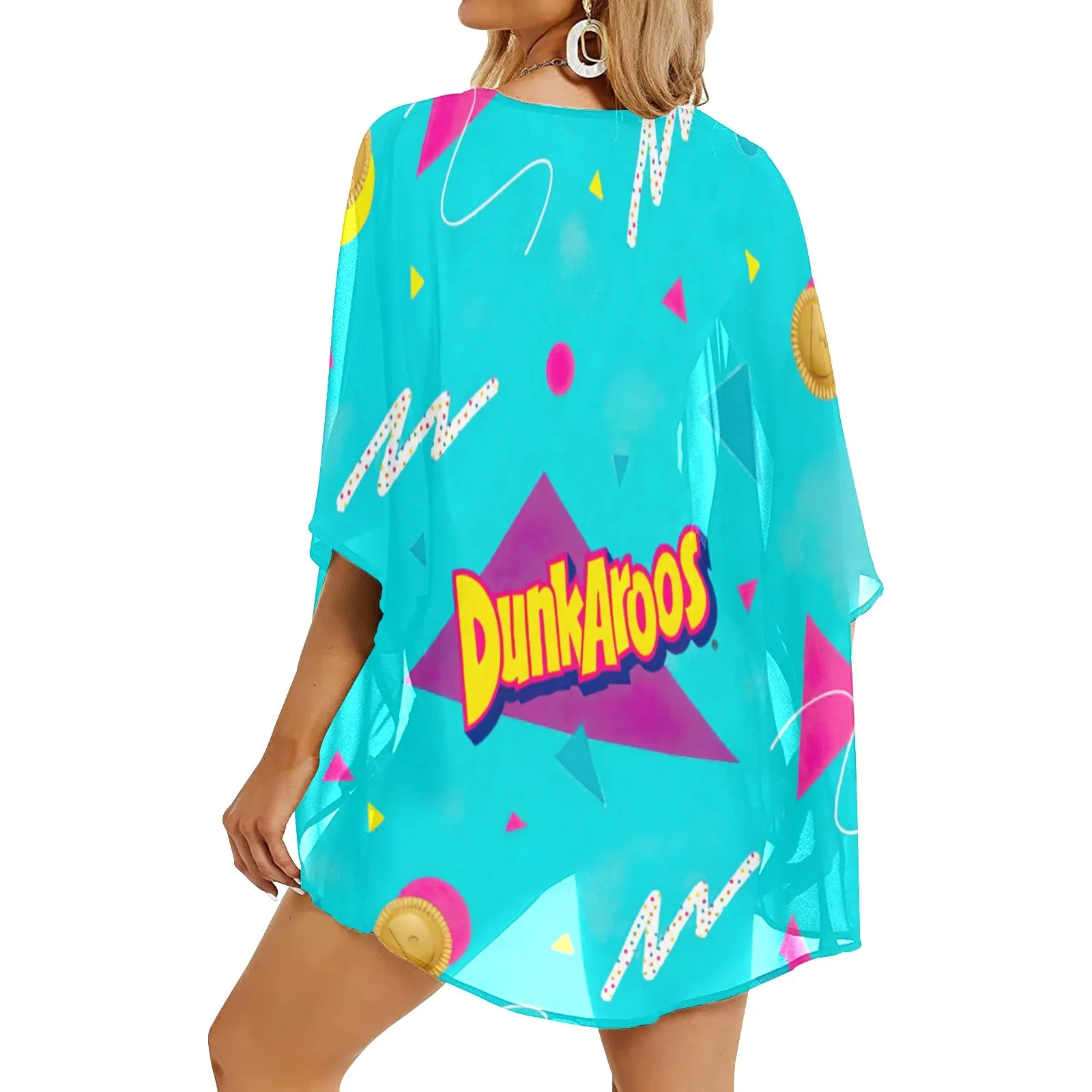 Dunkaroos Pattern Women's Kimono Chiffon Cover Up