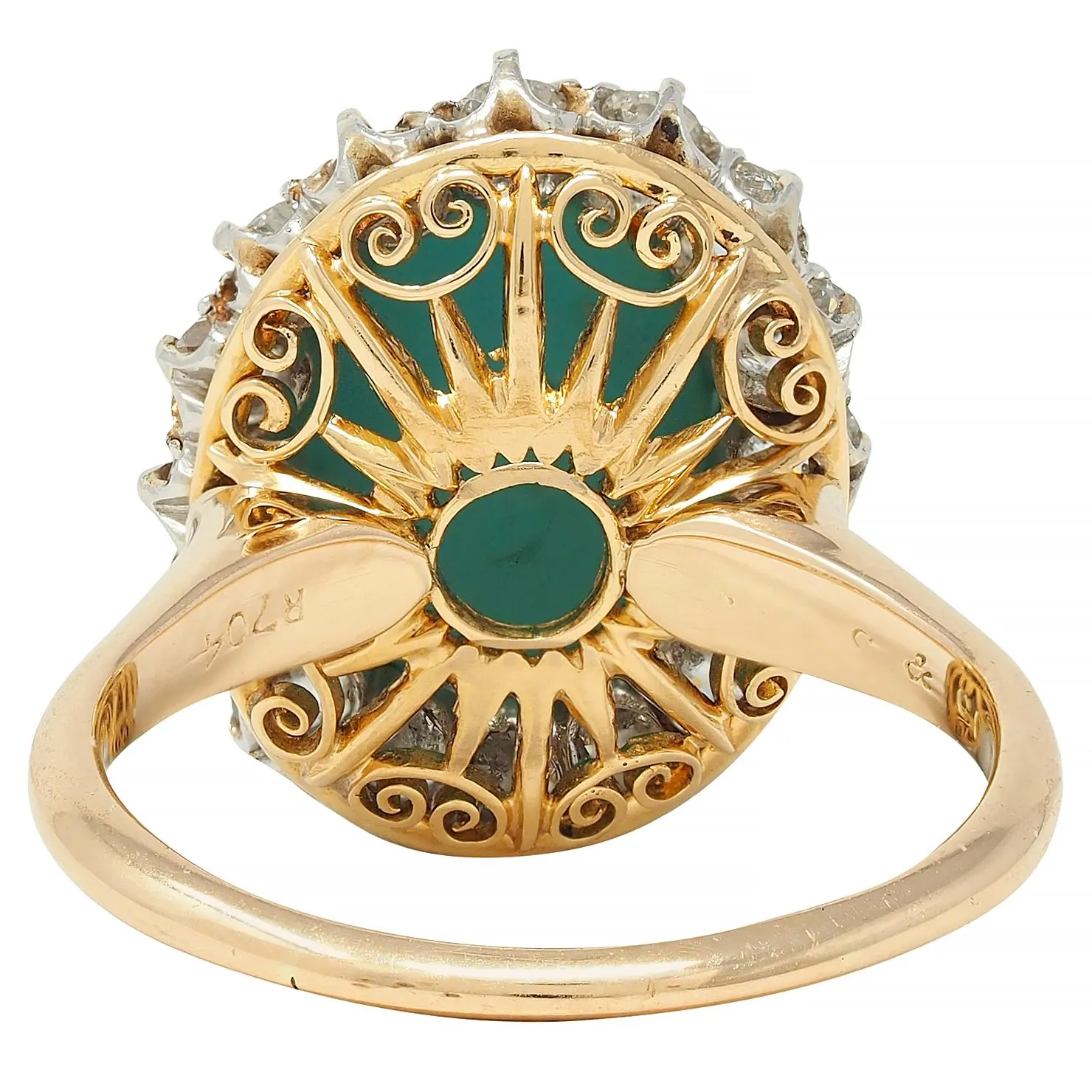 Edwardian Turquoise Old European Diamond Platinum 14 Karat Yellow Gold Antique Halo Ring