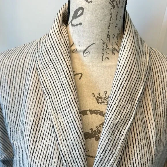 Eileen Fisher Creme Striped Women's casual Blazer Baggy Jacket