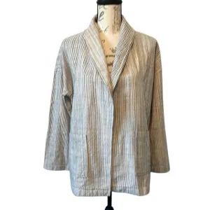 Eileen Fisher Creme Striped Women's casual Blazer Baggy Jacket