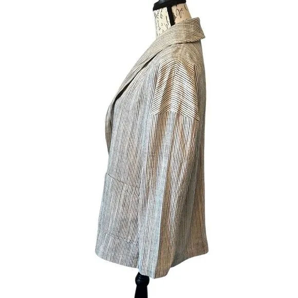 Eileen Fisher Creme Striped Women's casual Blazer Baggy Jacket