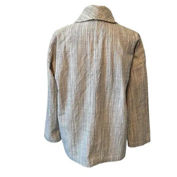 Eileen Fisher Creme Striped Women's casual Blazer Baggy Jacket