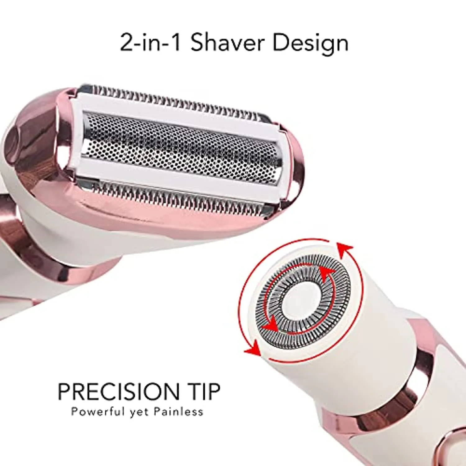 Electric Razor for Women, Hair Trimmer for Face Beard Mustache Arm Leg Armpit Bikini, Painless 2 in 1 Shaver with 3 Stainless Steel Blades and Floating Head, Rechargeable Cordless Hair Clipper