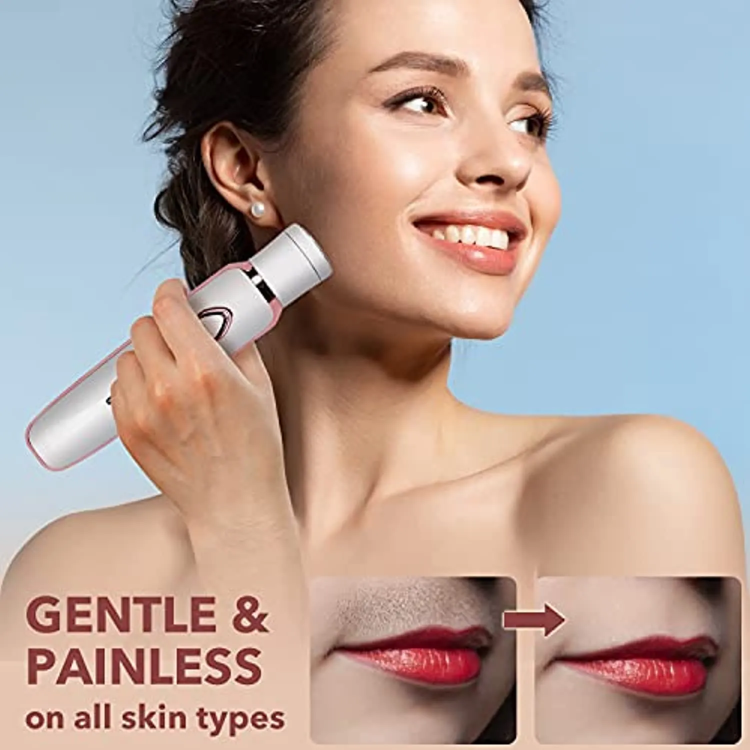 Electric Razor for Women, Hair Trimmer for Face Beard Mustache Arm Leg Armpit Bikini, Painless 2 in 1 Shaver with 3 Stainless Steel Blades and Floating Head, Rechargeable Cordless Hair Clipper