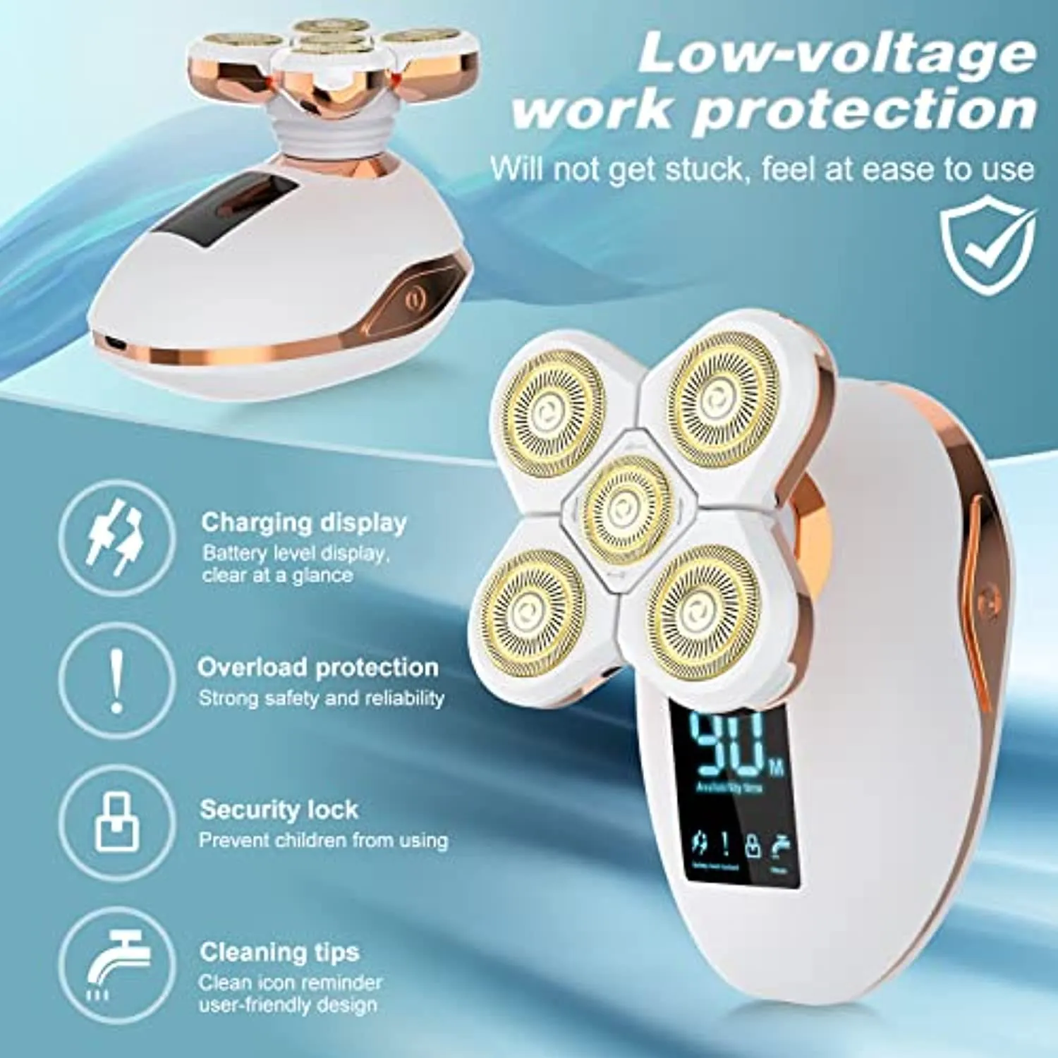 Electric Razors for Women-5 in 1 Painless Womens Shaver for Legs,Body and Bikini Area Hair Removal Wet and Dry Lady Shaver Cordless Womens Electric Razor