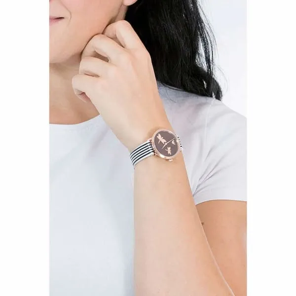 Emporio Armani Women's Two-Hand Striped Leather Watch