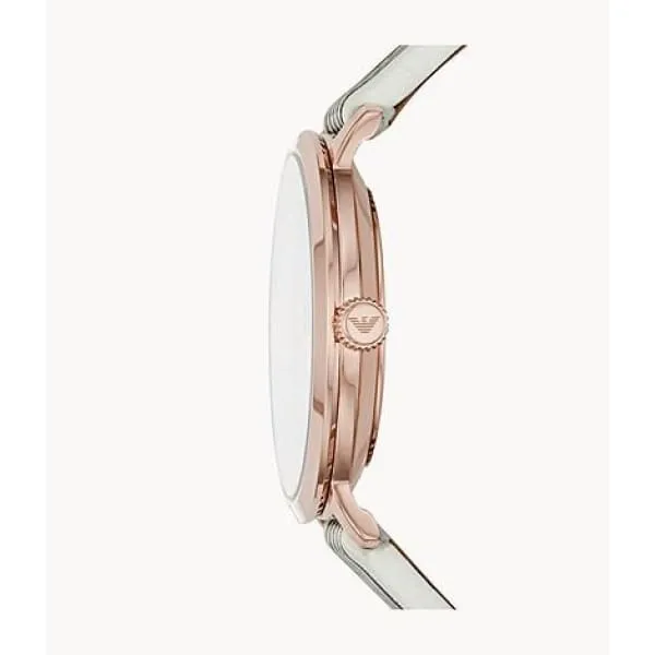 Emporio Armani Women's Two-Hand Striped Leather Watch