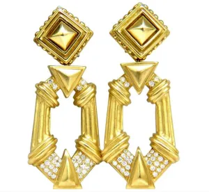 Esti Frederica Designer 18Kt Byzantine Diamonds Door Knocker Earrings Ref 12330