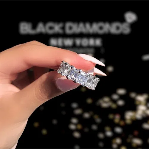 Eternity Emerald Cut Diamond Women's Wedding Band