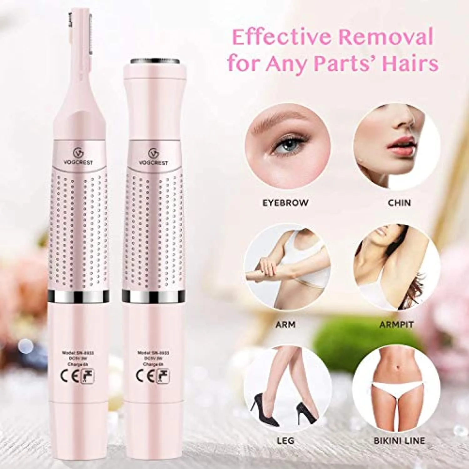 Eyebrow Trimmer & Facial Hair Removal for Women, 2 in 1 Eyebrow Razor and Hair Remover, Rechargeable Painless Eyebrow Lips Body Face Razors for Women…