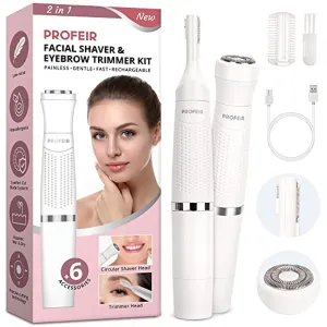 Eyebrow Trimmer, Facial Hair Removal for Women, 2 in 1 Lady’s Eyebrow Razor and Hair Remover, USB Rechargeable Painless Eyebrow Lips Chin Body Face Razors for Women