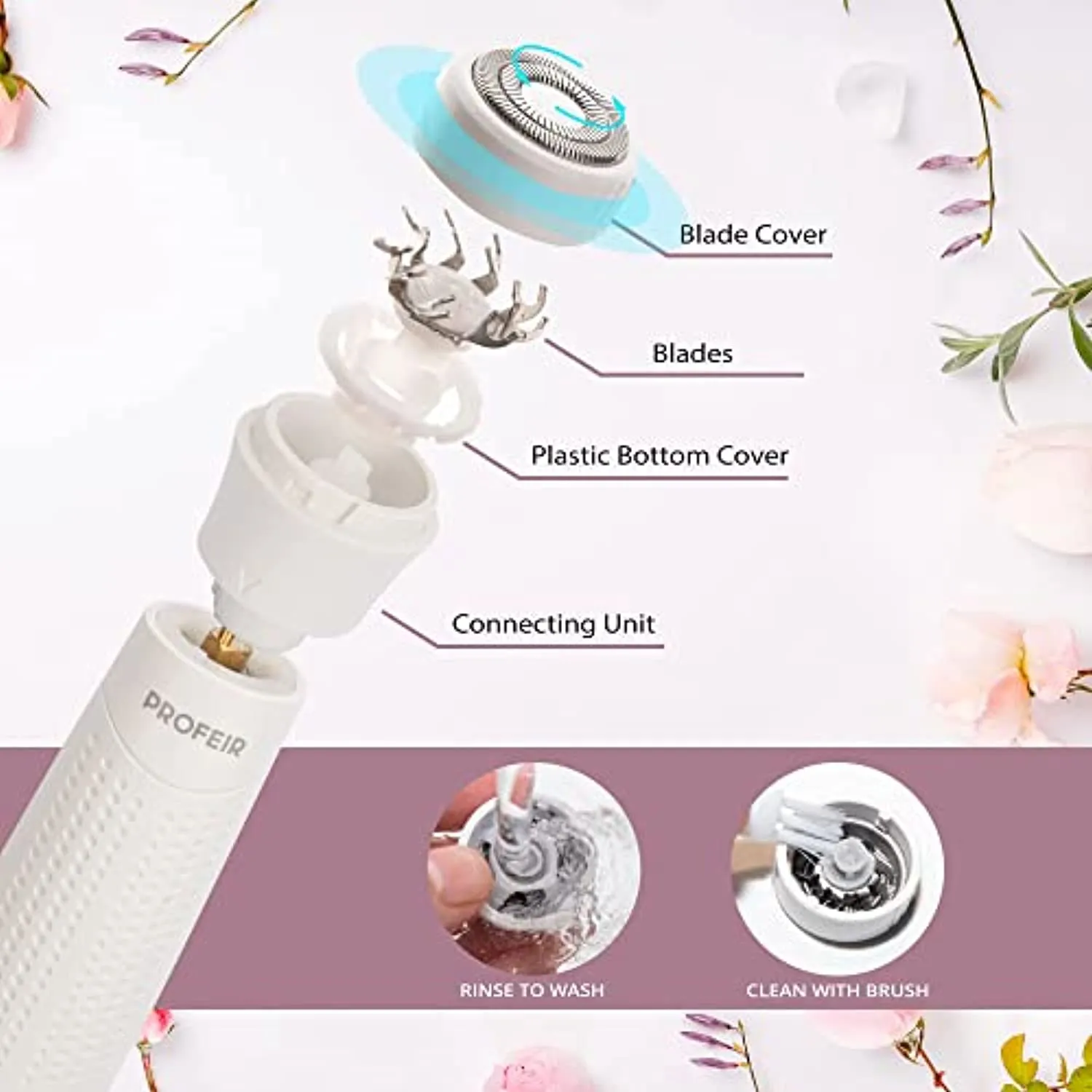 Eyebrow Trimmer, Facial Hair Removal for Women, 2 in 1 Lady’s Eyebrow Razor and Hair Remover, USB Rechargeable Painless Eyebrow Lips Chin Body Face Razors for Women