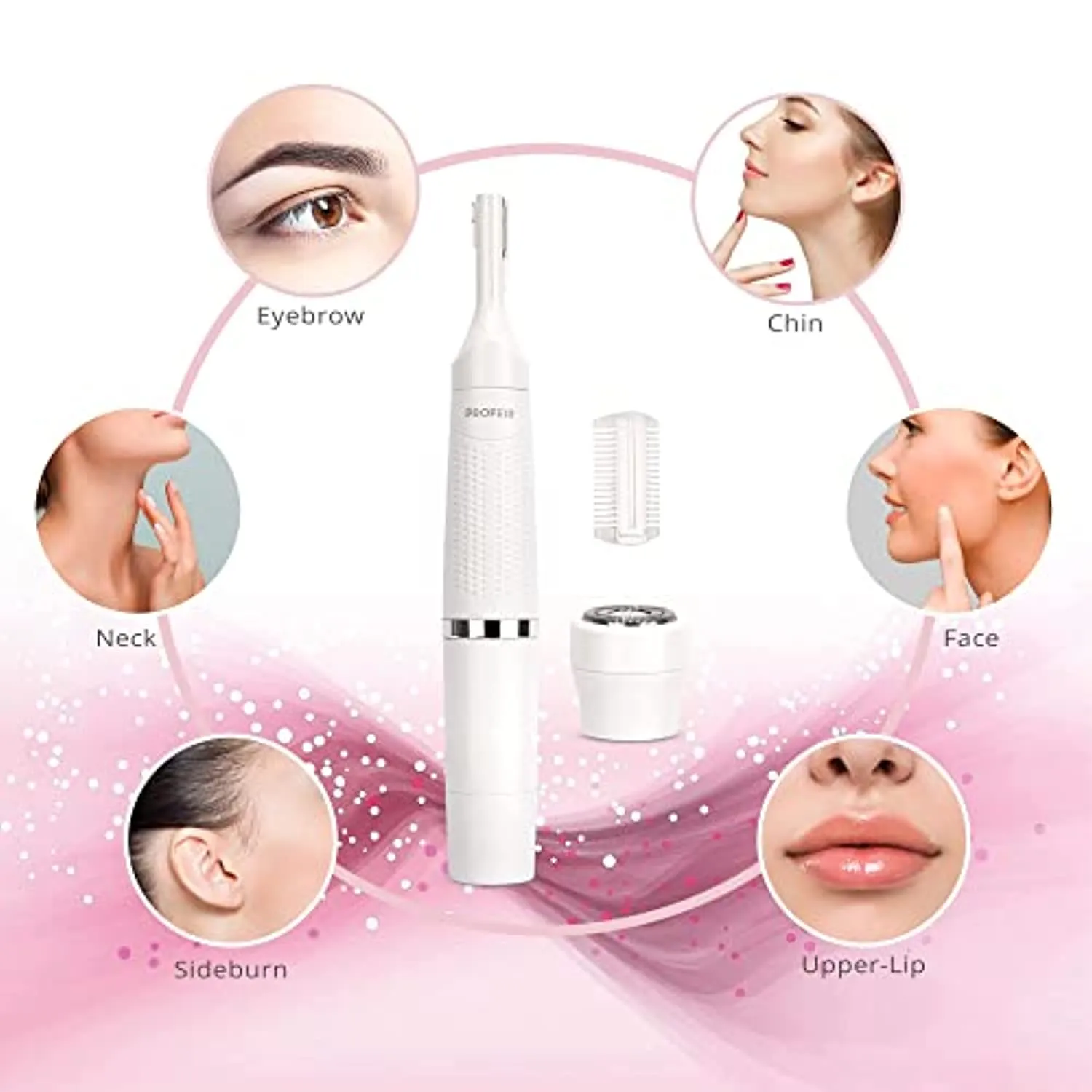 Eyebrow Trimmer, Facial Hair Removal for Women, 2 in 1 Lady’s Eyebrow Razor and Hair Remover, USB Rechargeable Painless Eyebrow Lips Chin Body Face Razors for Women