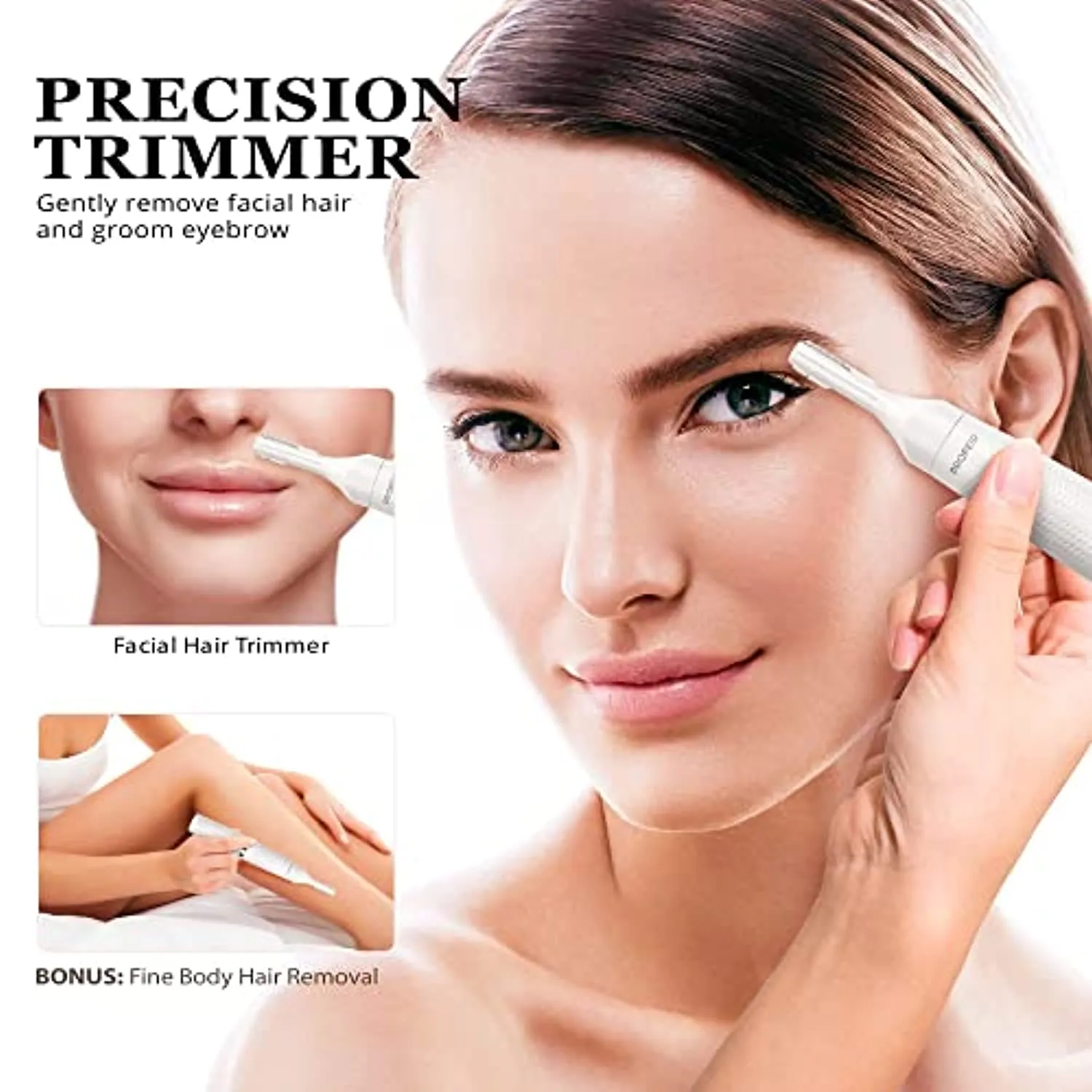 Eyebrow Trimmer, Facial Hair Removal for Women, 2 in 1 Lady’s Eyebrow Razor and Hair Remover, USB Rechargeable Painless Eyebrow Lips Chin Body Face Razors for Women