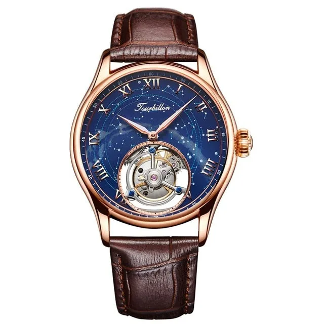 Faioki Genuine Tourbillon with exquisite blue dial and the famous Tourbillon cage. 42mm