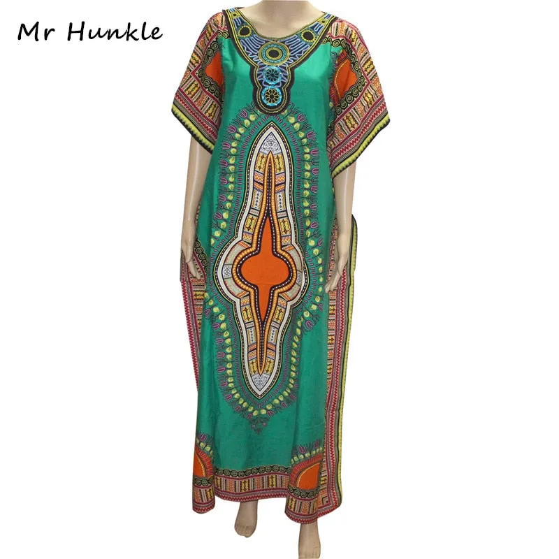 Fashion Women's Dashiki Dress Cotton African Print Maxi Vestidos Robe Africaine Femme Dashiki Dress Women