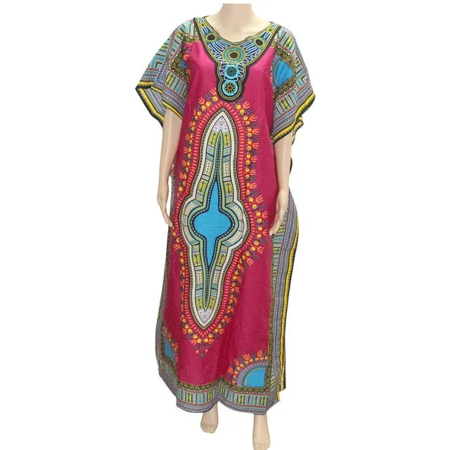 Fashion Women's Dashiki Dress Cotton African Print Maxi Vestidos Robe Africaine Femme Dashiki Dress Women
