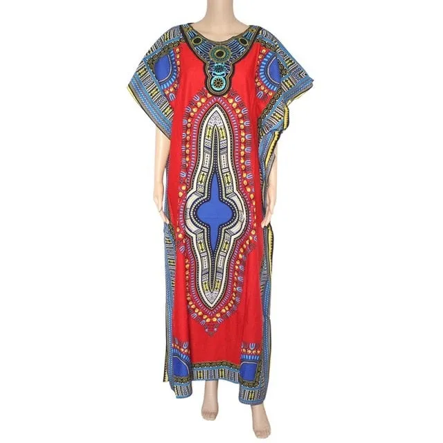 Fashion Women's Dashiki Dress Cotton African Print Maxi Vestidos Robe Africaine Femme Dashiki Dress Women