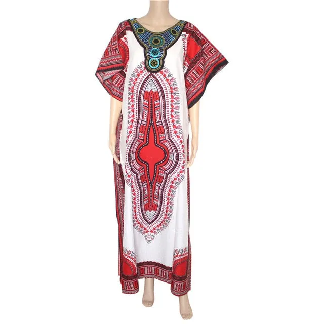 Fashion Women's Dashiki Dress Cotton African Print Maxi Vestidos Robe Africaine Femme Dashiki Dress Women