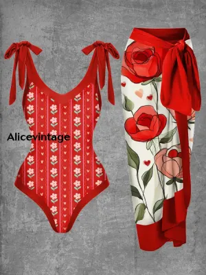 Floral Art Print Halter Two Piece Swimsuits