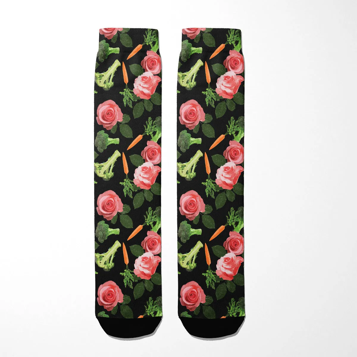 Floral Broccoli Carrot Socks