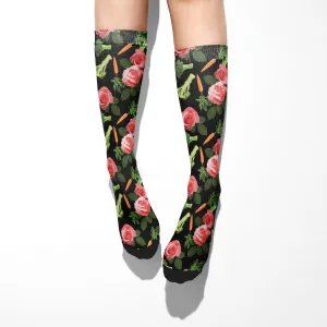 Floral Broccoli Carrot Socks