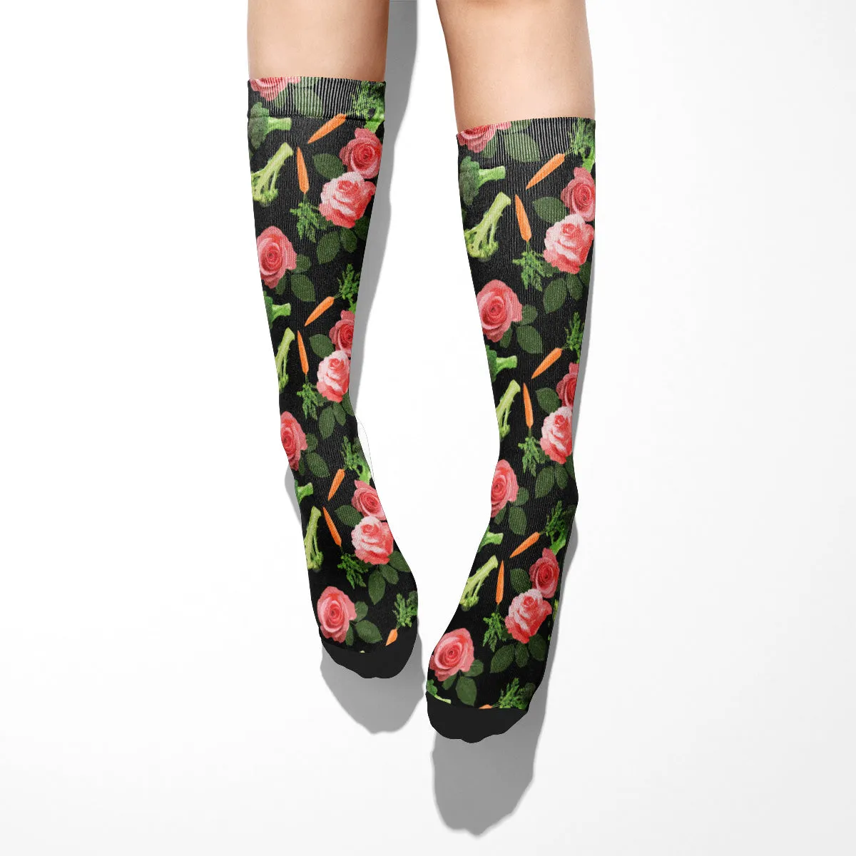 Floral Broccoli Carrot Socks